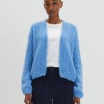 blaue strickjacke damen