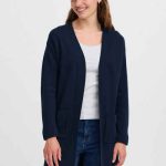 blaue strickjacke damen