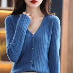 blaue strickjacke damen