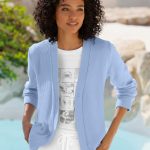 blaue strickjacke damen