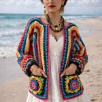 bunte strickjacke