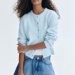 hellblaue strickjacke damen