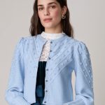 hellblaue strickjacke damen