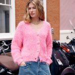 pinke strickjacke