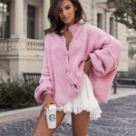 pinke strickjacke
