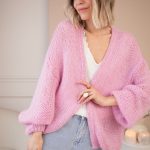 pinke strickjacke
