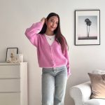 pinke strickjacke