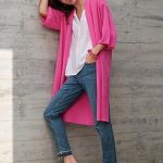 pinke strickjacke