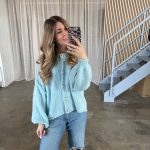 strickjacke hellblau